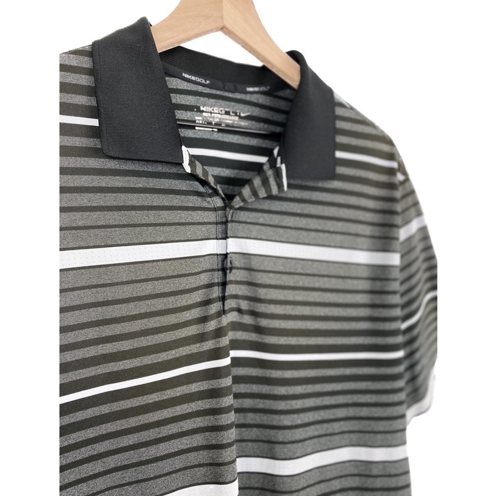Nike Golf Men's Dry-Fit Tour Performance Striped Athletic Polo, Black Grey - XL - Picture 3 of 9